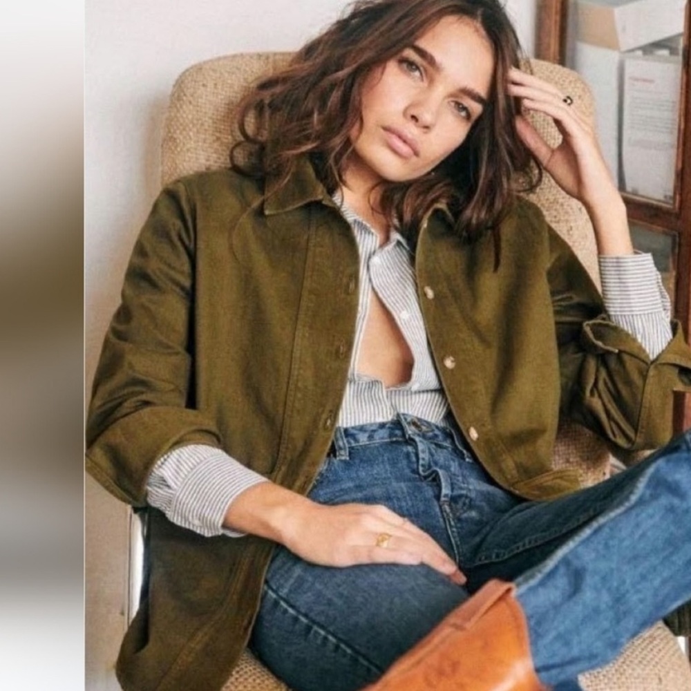 Sezane Olive Green Utility Jacket